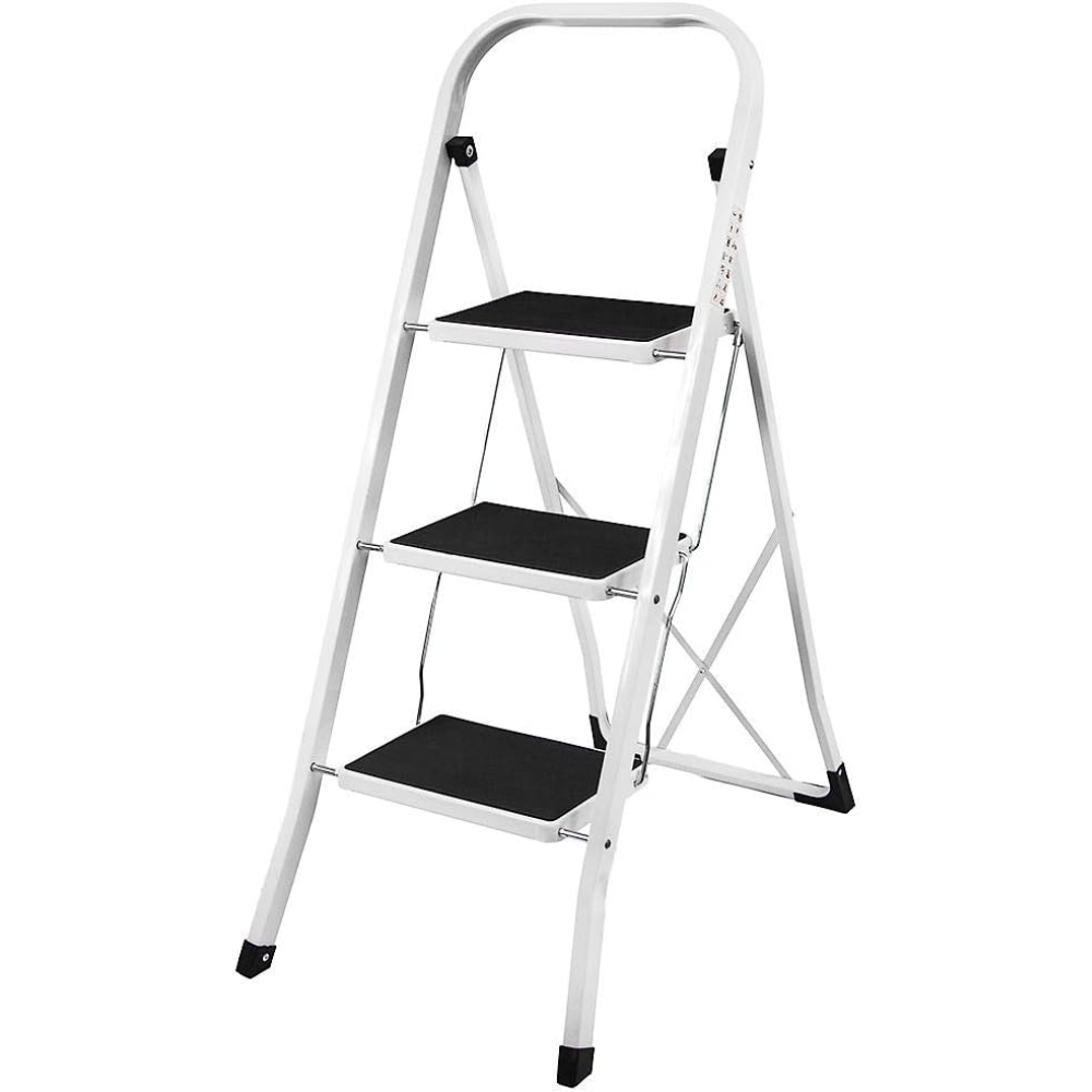 Household – 3 Step Folding Ladder (Heavy-Duty – 150kg) – White