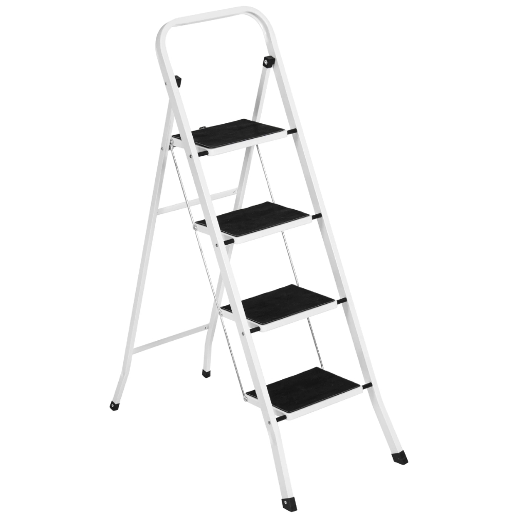 Household – 4 Step Folding Ladder (Heavy-Duty – 150kg) – White