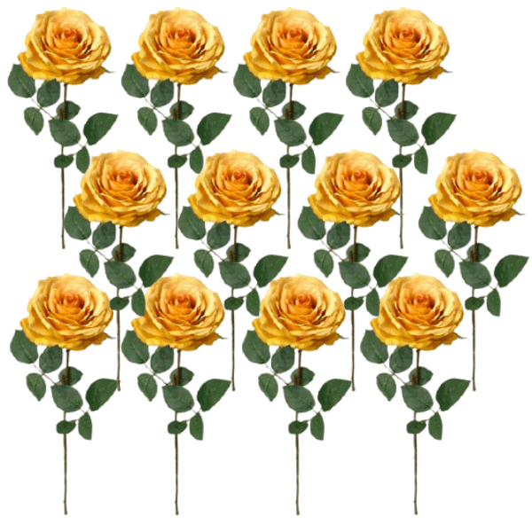 Toolhome Blossoms – Rose Full Bloom – Mustard (Pack of 12) – 64cm
