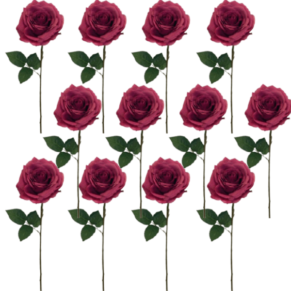 Toolhome Blossoms – Rose Full Bloom – Dark Pink (Pack of 12) – 64cm