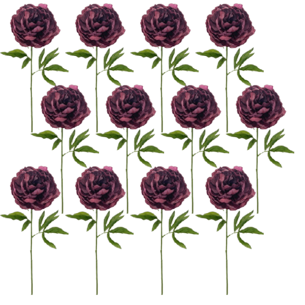 Toolhome Blossoms – Peony – Plum (Pack of 12 Stems) – 62cm