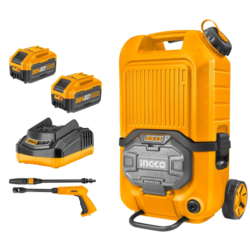 Ingco – Pressure Washer 40v – 90bar with 6.0Ah Battery and Charger