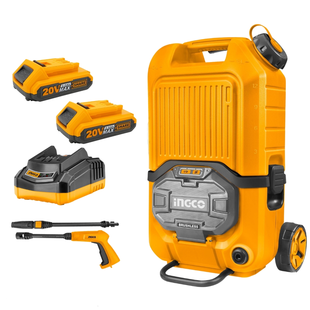 Ingco – Pressure Washer 40v – 90bar with 2Ah Battery and Charger