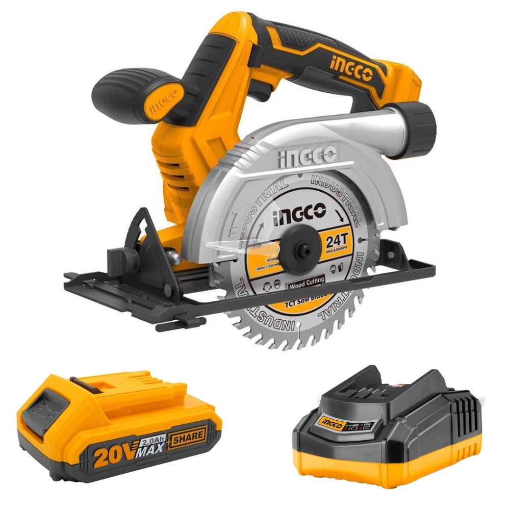 Ingco – Lithium Ion Circular Saw with 2.0Ah Battery and Fast Charger