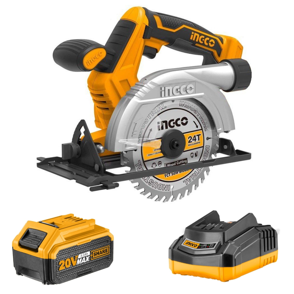 Ingco – Lithium Ion Circular Saw with 4.0Ah Battery and Fast Charger