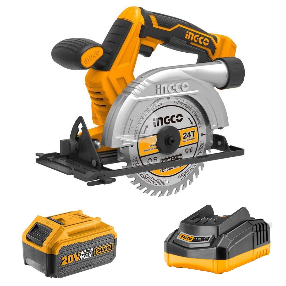 Ingco – Lithium Ion Circular Saw with 5.0Ah Battery and Fast Charger