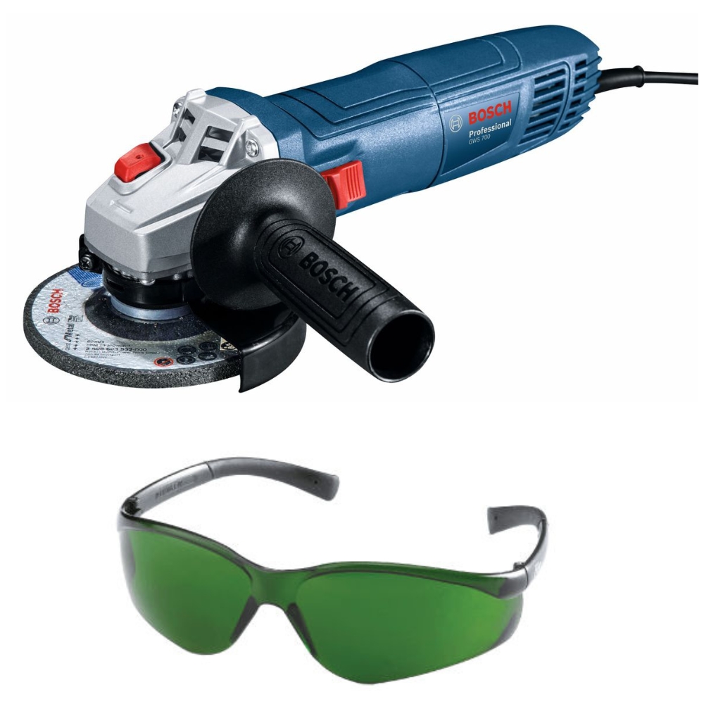 Bosch – Angle Grinder (GWS 700) with Safety Eyewear Spectacles, Green