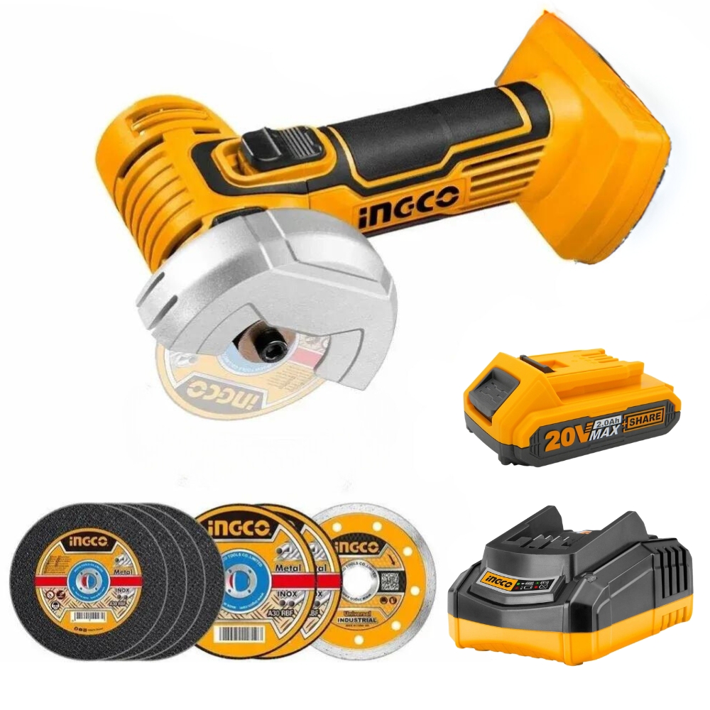 Ingco – Mini Cut-off Tool/Grinder – 20V with 2Ah Battery and Charger