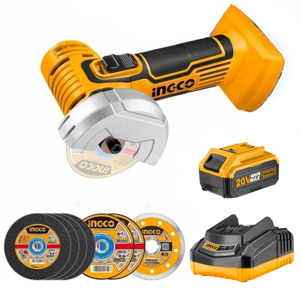 Ingco – Mini Cut-off Tool/Grinder – 20V with 4Ah Battery and Charger