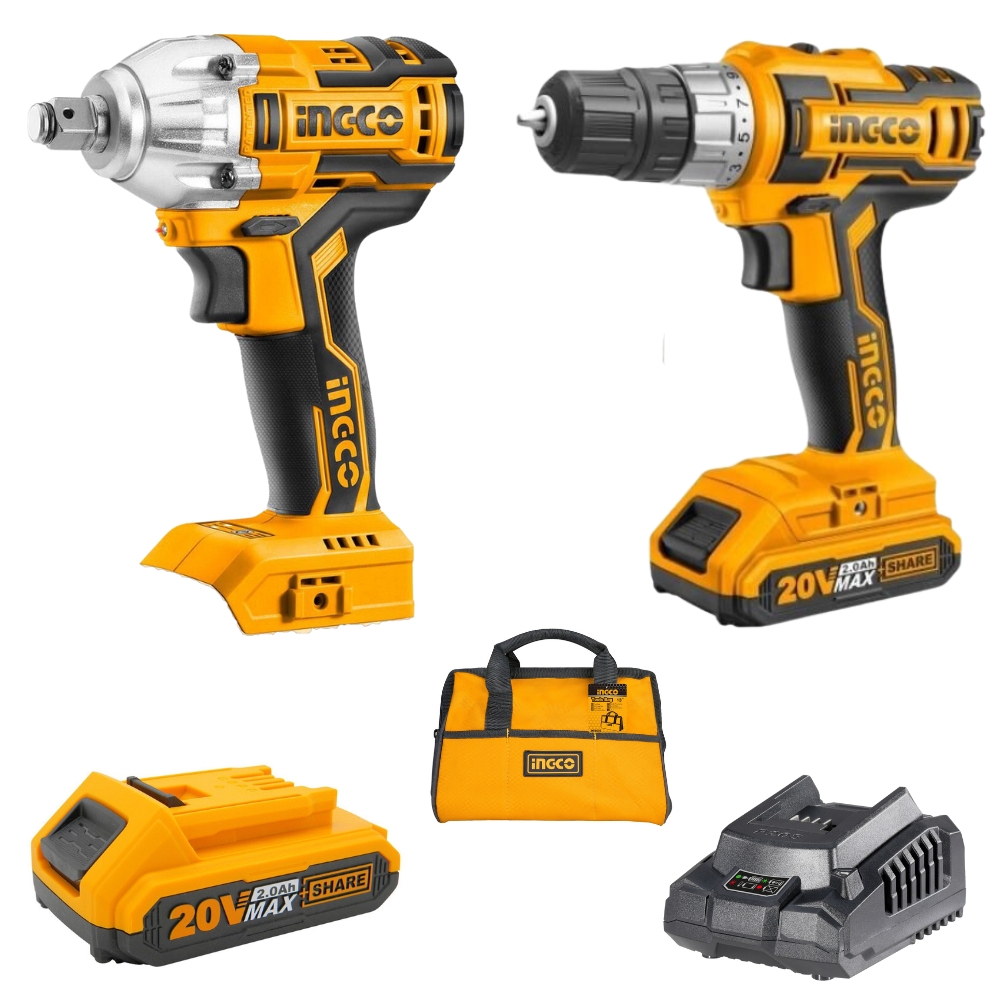Inco – Cordless Drill & Cordless Impact Wrench Inc Batteries, Charger & Bag