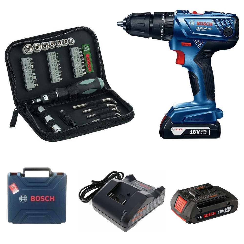 Bosch – Professional 180LI Cordless Combo Drill with Screwdriver Set 38 Pcs