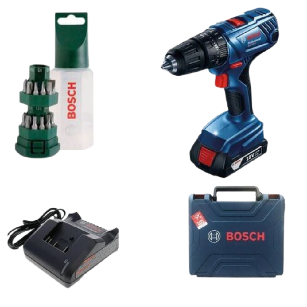 Bosch – Impact Drill Kit GSB 180-LI Kit with 24 Piece Screwdriver Dispenser