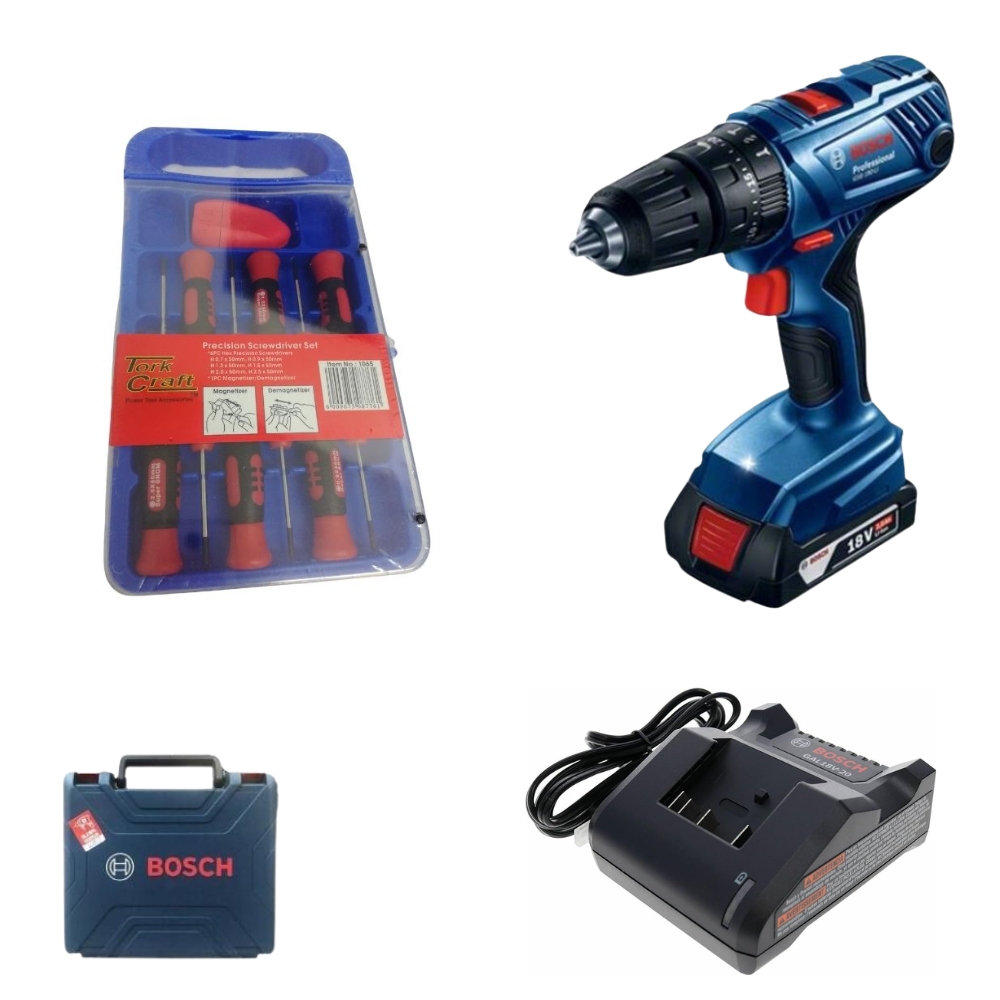 Bosch – Professional 18-LI Cordless Combo Drill Kit +Screwdriver Set (7 Pieces)