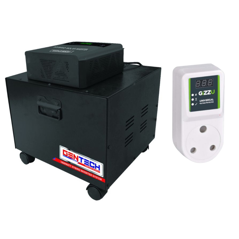 Gentech – 1600W Solar Hybrid Inverter Trolley with Voltage Protector Plug