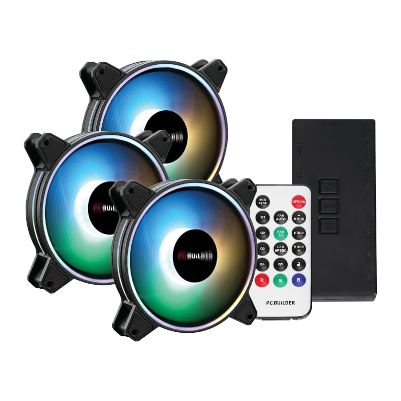PCBuilder TEMPEST CHILL ARGB 120mm Dual Glow Fan – 3Pack