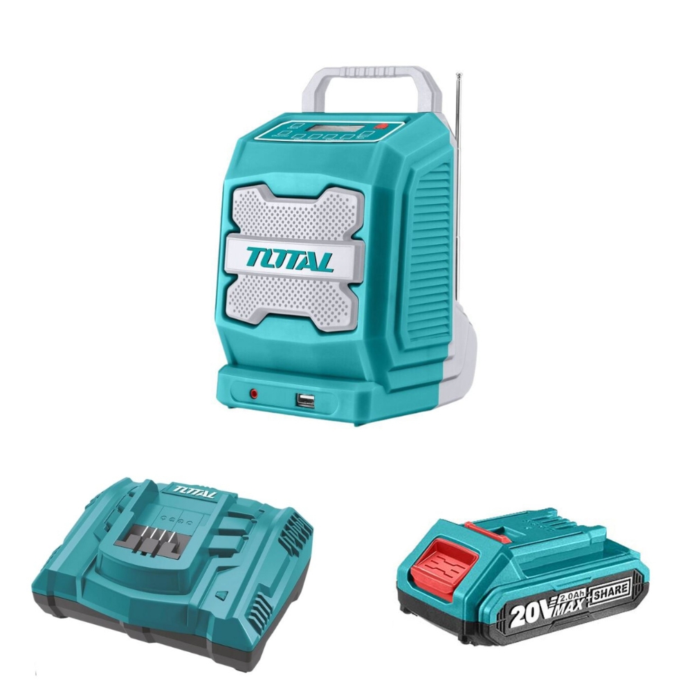 Total Tools – Lithium – Ion Job Radio with 2.0Ah Battery & Charger