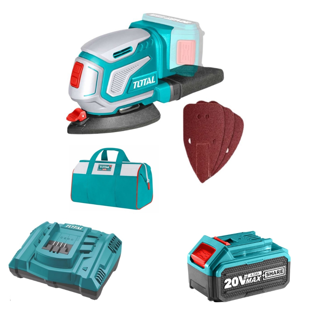 Total Tools – Angle Polisher with 4.0 Ah Battery, Charger & Bag