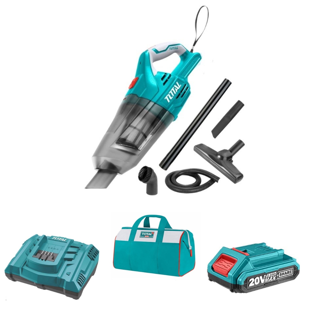 Total Tools – Lithium-Ion Vacuum 20V with 2.0Ah Battery, Charger & Bag