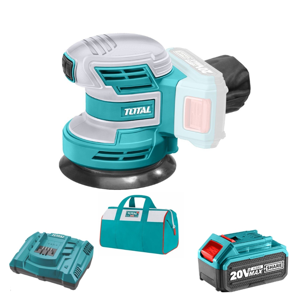 Total Tools – Random Orbital Sander with 4.0Ah Battery, Charger & Bag