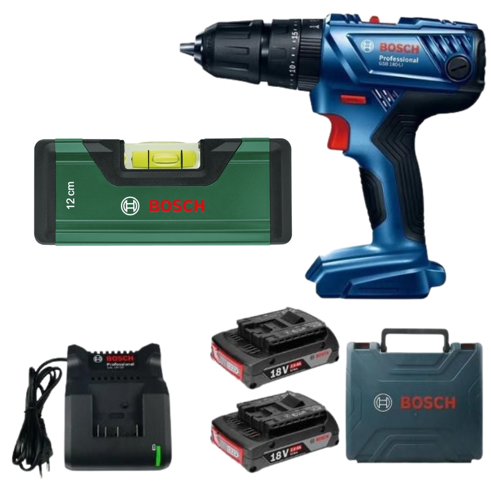 Bosch – GSB 180-LI Cordless 18v Impact Drill with Spirit Level – 12cm