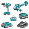Total Tools – Angle Grinder with Cordless Drill Set, Battery & Tool Bag Total Tools – Angle Grinder with Cordless Drill Set, Battery & Tool Bag