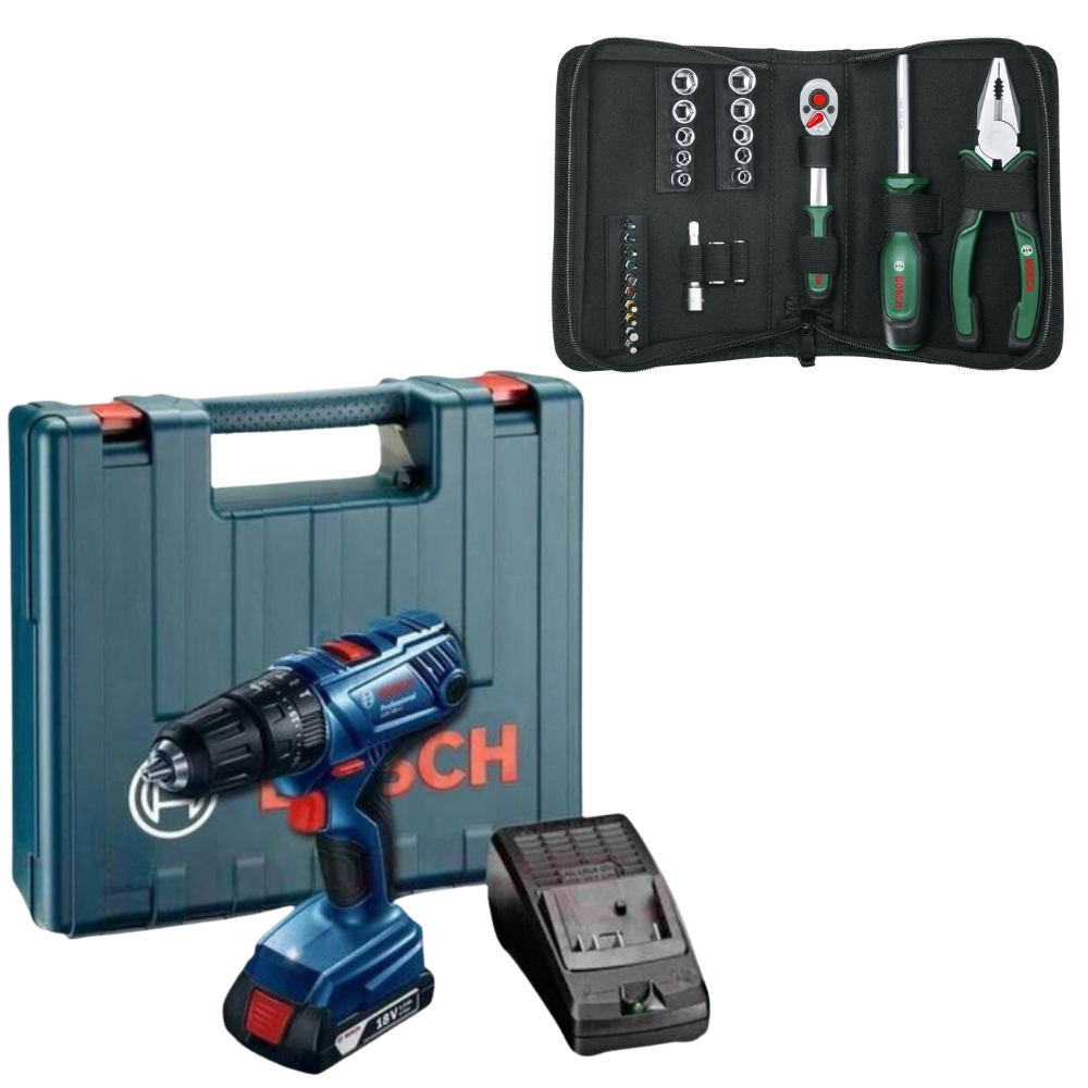 Bosch – GSB180-LI Cordless Drill with Mobility Hand Tool Set – 26 Piece