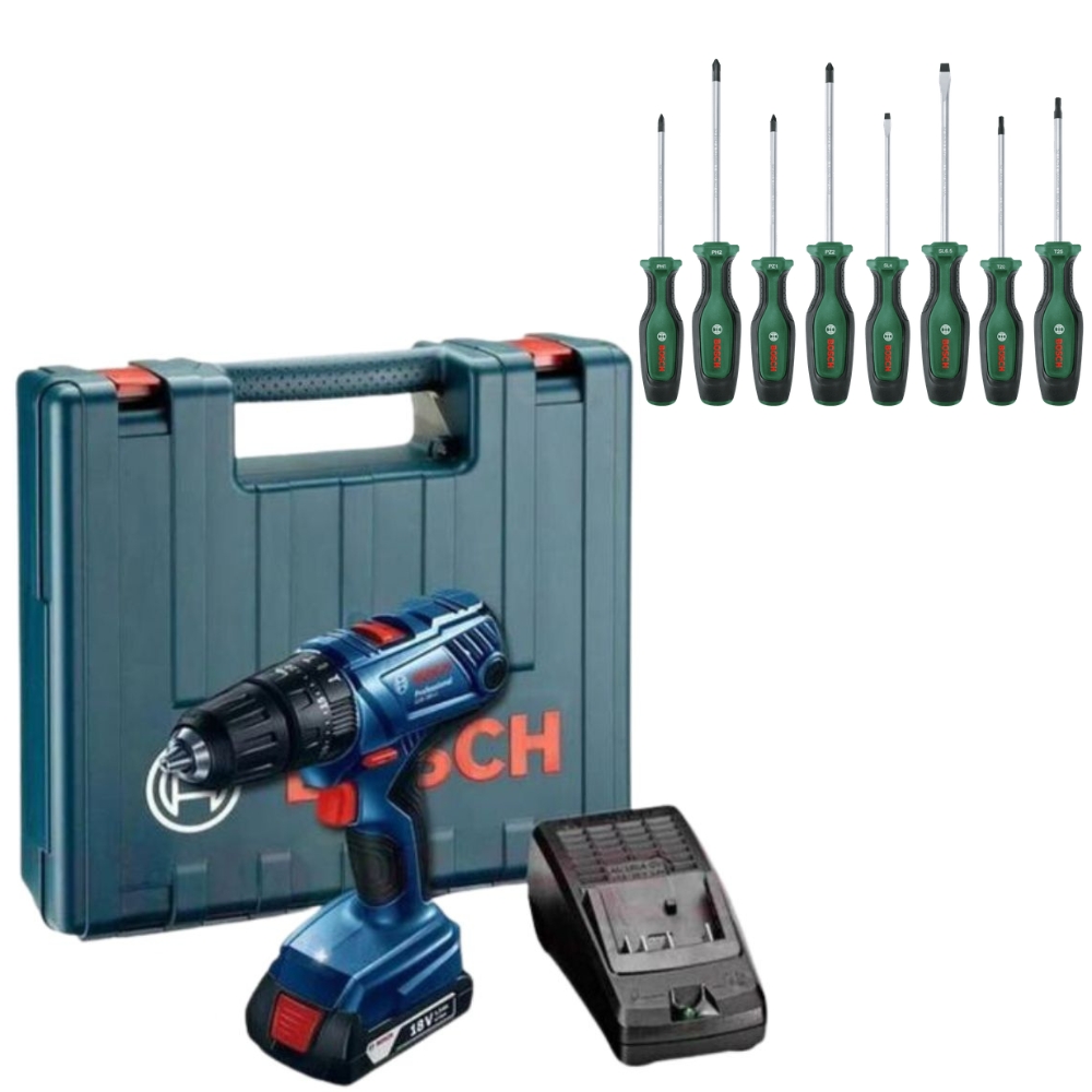 Bosch – GSB180-LI Cordless Drill with Screwdriver Set – 8 Piece