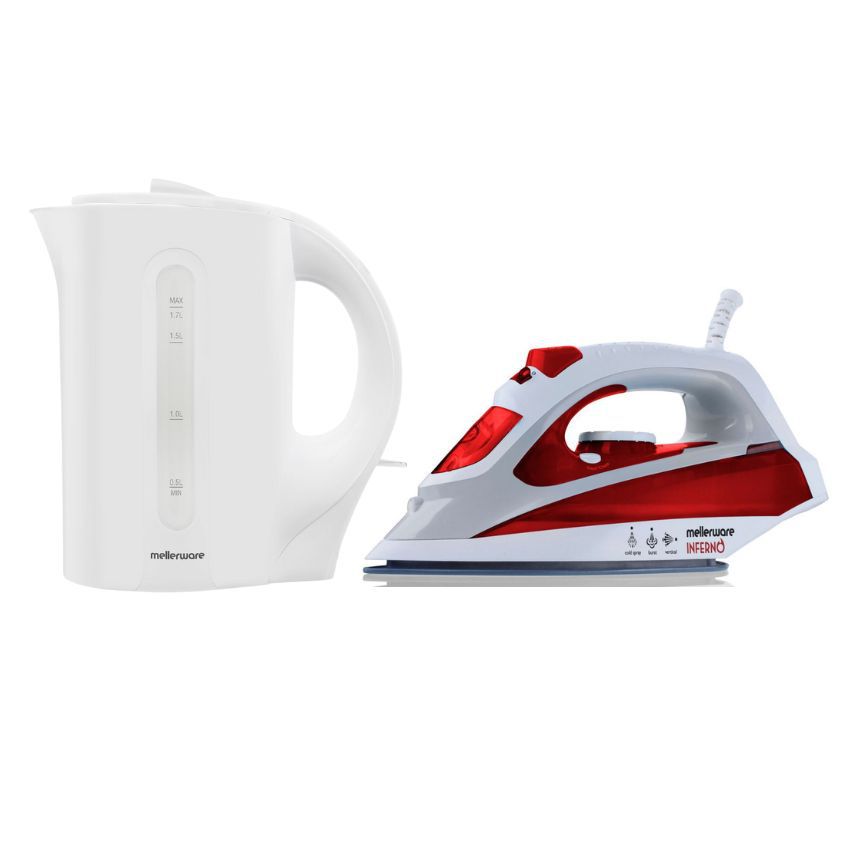 Mellerware – Inferno Ceramic Iron & Tugela 1.7L Corded Kettle – White