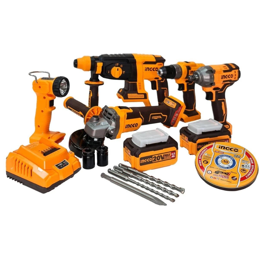 Ingco – Lithium- Ion Industrial Power Tool Combo – 5 Piece