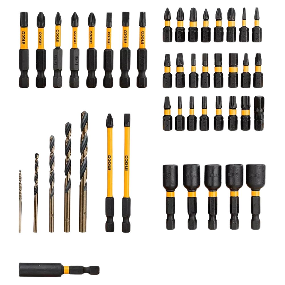 INGCO – Impact Screwdriver Bit Set with HSS Drill Bits – 45pcs