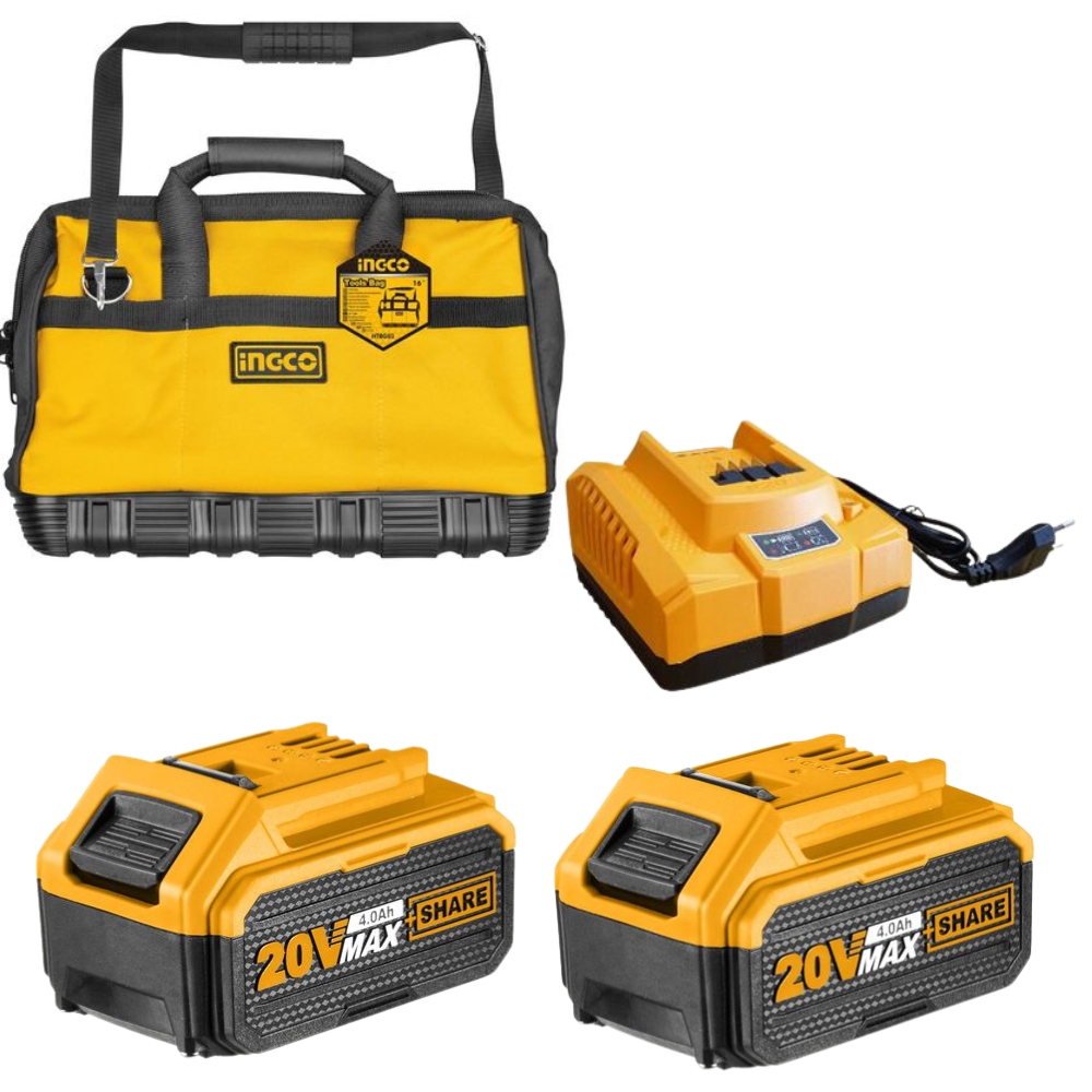 Ingco – Fast Intelligent Charger with 2 x 4Ah Batteries in Tool Bag