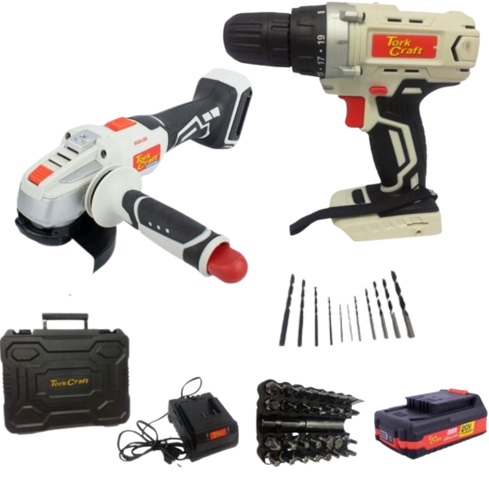 Tork Craft – Cordless Drill with Brushless Angle Grinder
