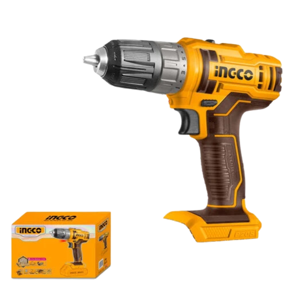Ingco – Cordless Drill Kit – 45Nm Torque – 20V – 2-Speed Gear