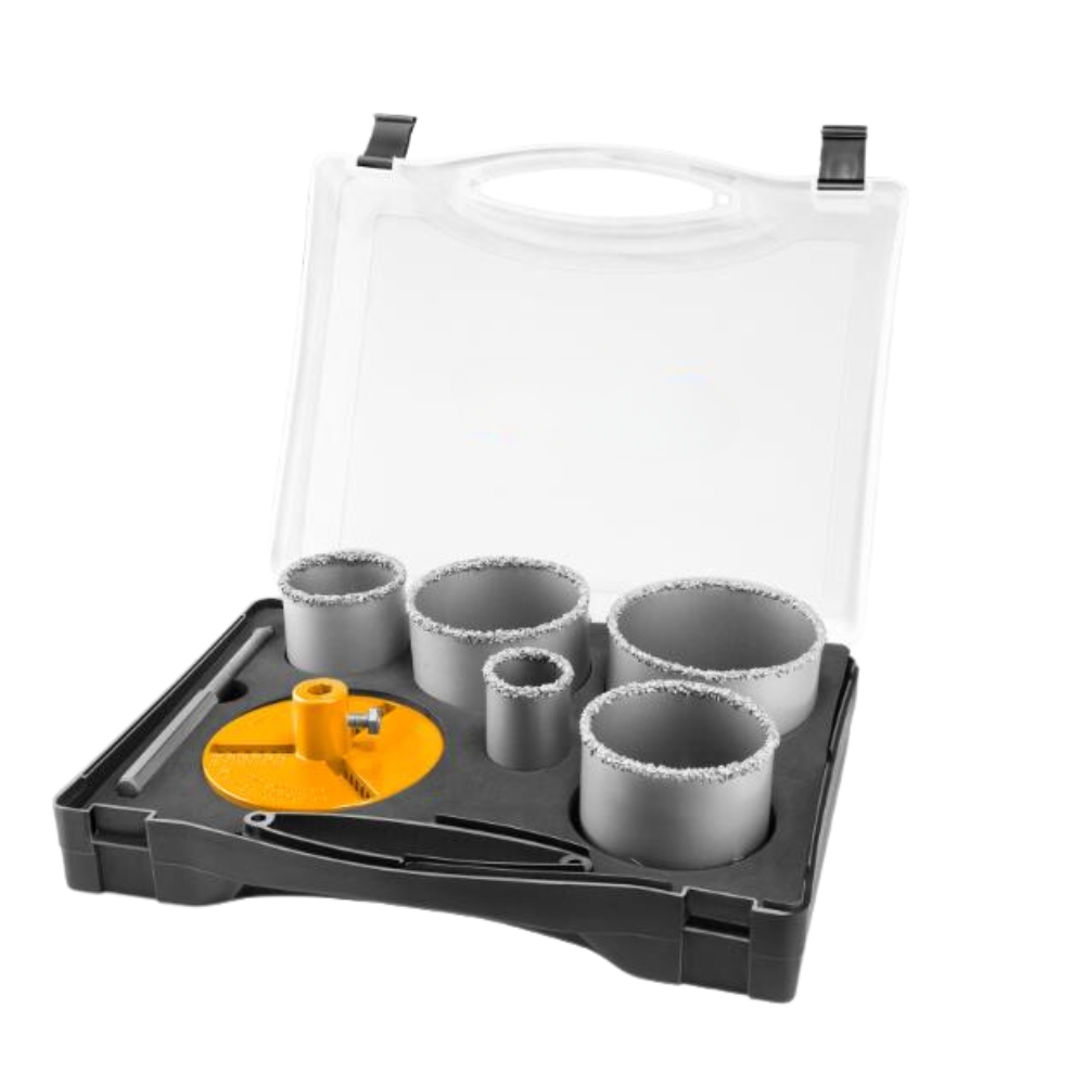 Ingco – Carbide Gritted Hole Saw Set – 7 Pieces