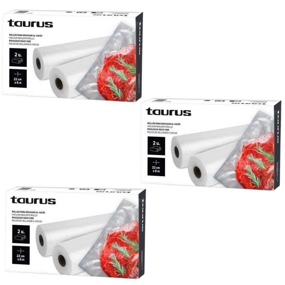 Taurus – “VAC6000” Vacuum Sealer Bags 22 x 600cm – Pack of 3