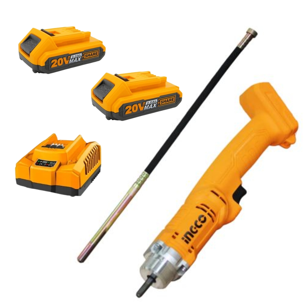 Ingco – Cordless Li-Ion Concrete Vibrator With 2 X 2.0Ah Battery & Charger