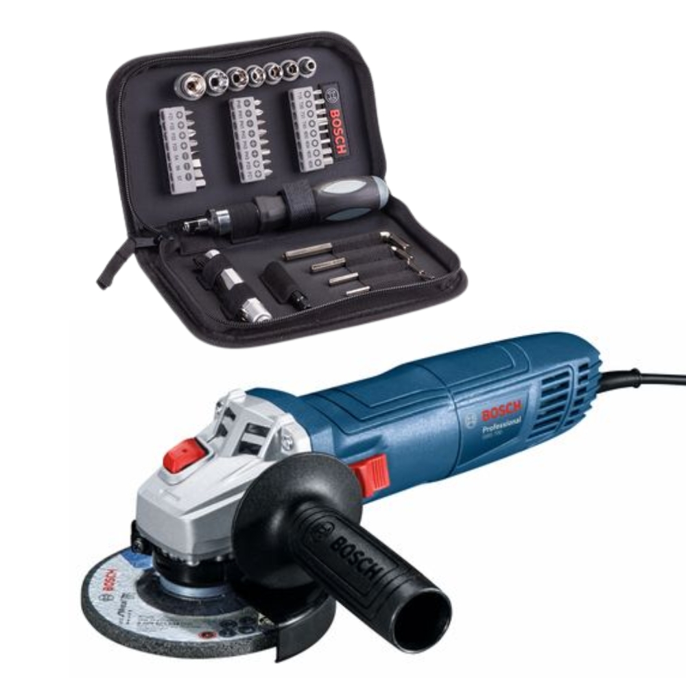 Bosch – Angle Grinder (GWS 700) With 38 Piece Blue Mixed Set