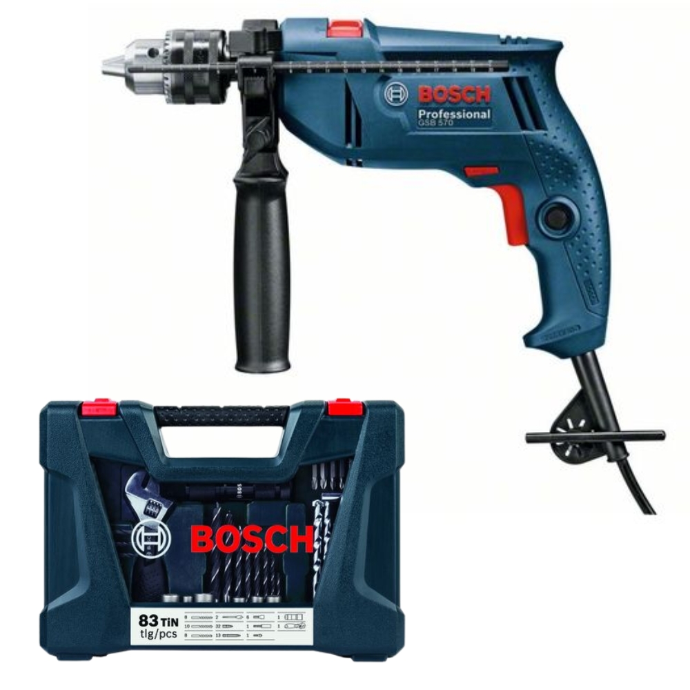 Bosch – Impact Drill (GSB 570) With 83-Pce X-Blue Line Titanium Set