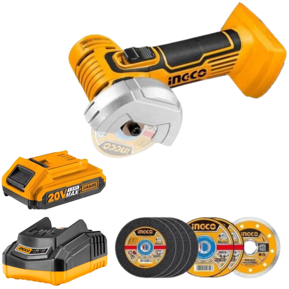 Ingco – Li-Ion – Mini Cut-off Tool/Grinder with 1.5Ah Battery and Charger