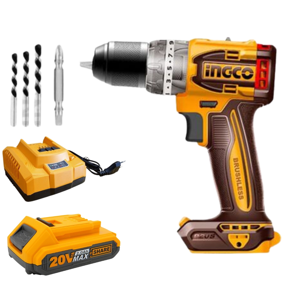 Ingco – Cordless Impact Drill – Compact – 60NM with 2.0Ah Battery & Charger