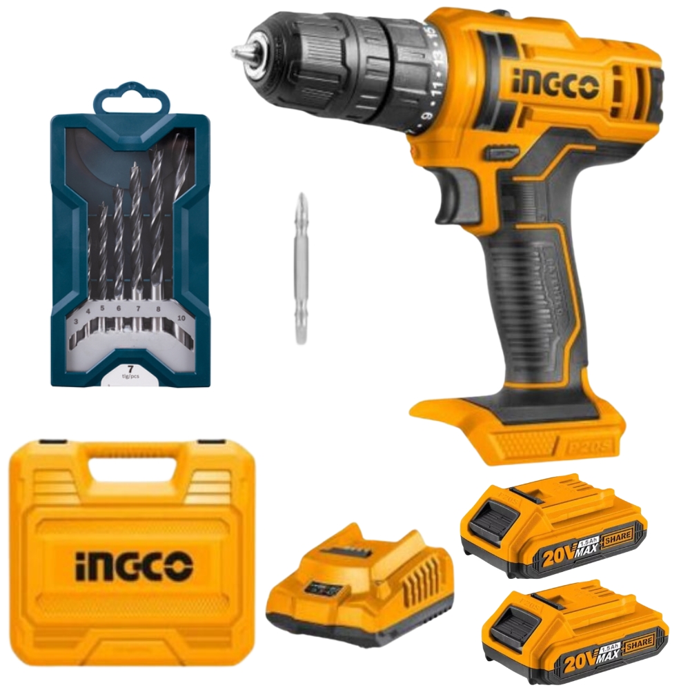 Ingco – Li-Ion Cordless Drill With 7 Piece Mini-X-Line Drill Bit Set (3-10MM)