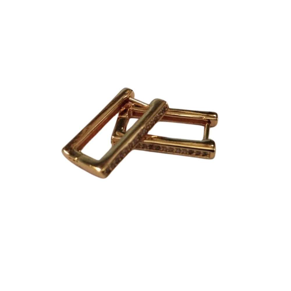NuLuDa Jewellery- Rectangular Diamante Strip Earrings – Gold Plated