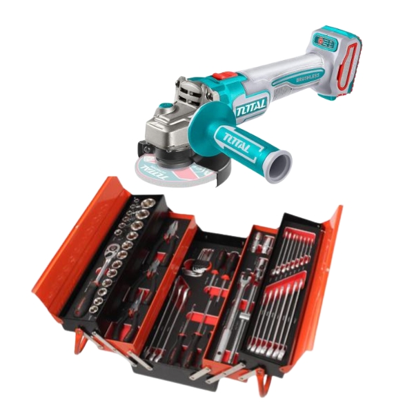 Total – Lithium-Ion Angle Grinder – 115MM With 62 Pc Cantilever Tool Box
