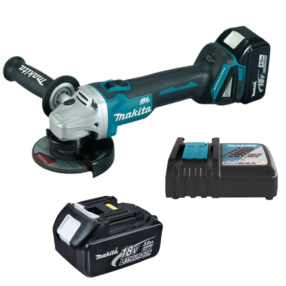 Makita – Brushless Angle Grinder DGA456ZJ with 2x 3.0Ah Batteries & Charger
