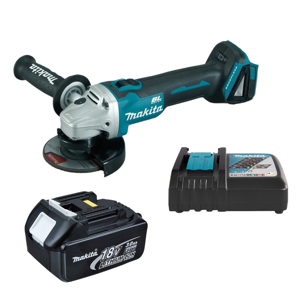 Makita – Brushless Angle Grinder DGA456ZJ with 3.0Ah Batteries and Charger