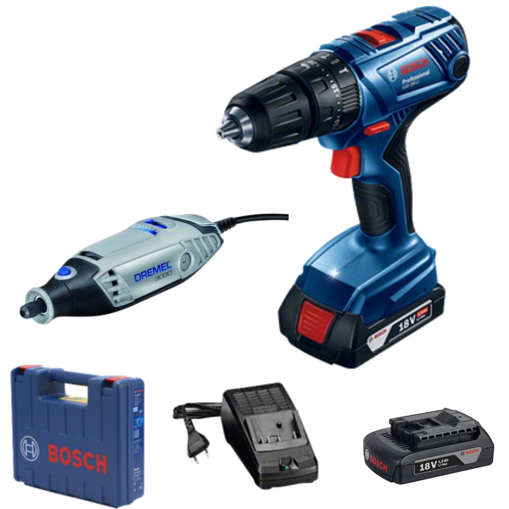 Bosch – Cordless Impact Drill Combo Kit & Dremel 3000-1/25 Rotary Tool
