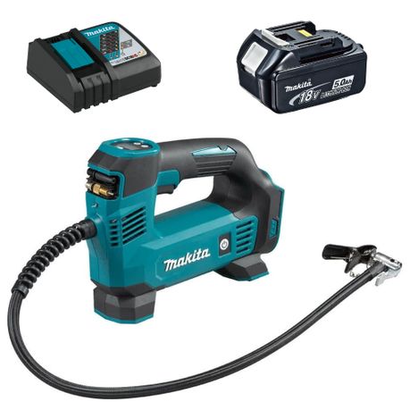 Makita Cordless Compressor 18V DMP180 LXT with 5.0Ah Batteries and Charger