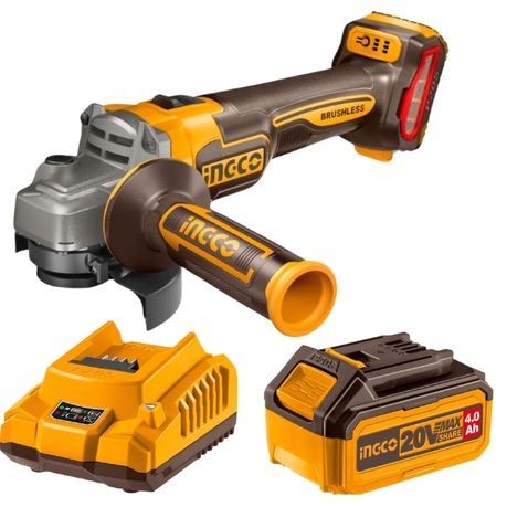 Ingco – Cordless Grinder 1200W – 115mm with 4.0Ah Battery & Charger
