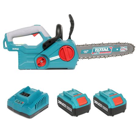 Total Tools – Cordless Chain Saw (30cm/12″) with 2x 4Ah Batteries & Charger