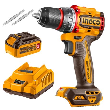Ingco – Brushless Compact Drill (66NM) With 4.0Ah Battery and Charger